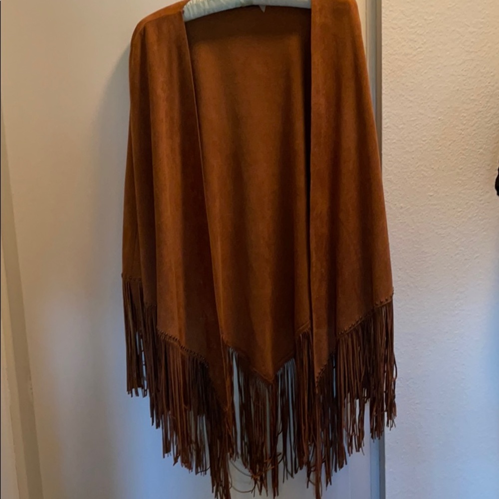 Sheri Bodell, Ultra suede, fringed poncho.